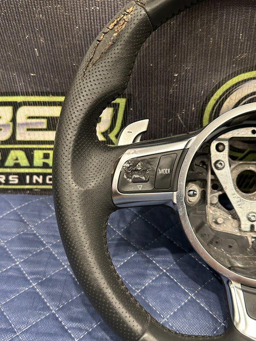 2014 AUDI R8 V10 BLACK LEATHER STEERING WHEEL W PADDLE SHIFTER OEM ~FLAW!!~