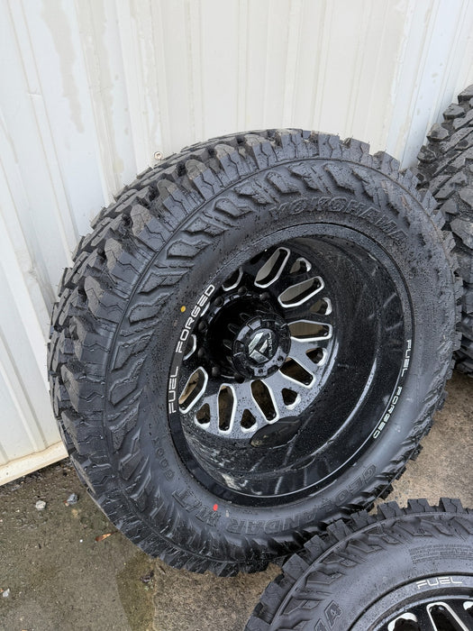 FORD F450 FUEL FORGED WHEELS 10X225 DIRECT BOLT ON 37" YOKOHAMA GEOLANDER M/T