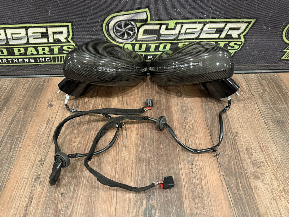 2014 AUDI R8 PLUS CARBON FIBER DOOR MIRRORS PAIR LEFT RIGHT OEM GENUINE