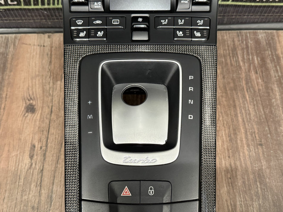 2014 PORSCHE 911 TURBO S 991 CARBON FIBER CENTER CONSOLE BUTTON CONTROLS OEM