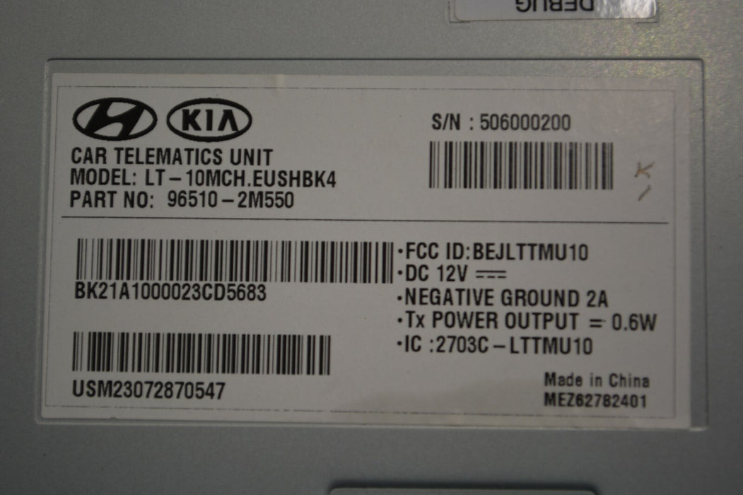 2016 HYUNDAI GENESIS COUPE MOBILE TELEMATIC MODULE 96510-2M550 13-16 OEM 54K