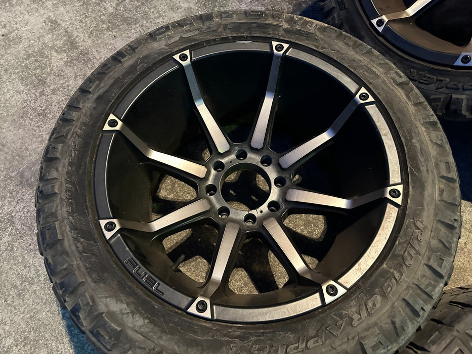 22X12 FUEL RIMS 35X12.50R22LT NITTO RIDGE GRAPPLER TIRES 8X170 F250 F350