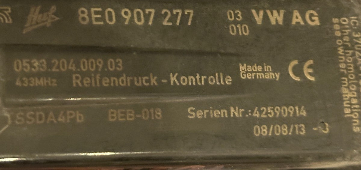 2012 AUDI R8 TPMS TIRE PRESSURE MONITORING SENSOR SYSTEM OEM 8E0 907 277