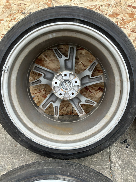 2013 NISSAN 370Z FRONT REAR WHEELS RIMS TIRES 19X9 19X10 OEM *SLIGHT CURB RASH*