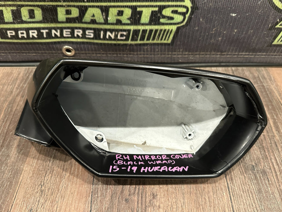 2015-2019 LAMBORGHINI HURACAN PASSENGER SIDE MIRROR COVER SHELL OEM *BLACK WRAP*