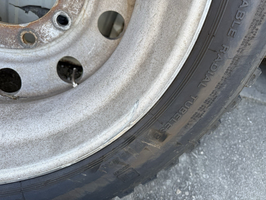 FORD F350 22.5" ALCOA WHEELS 255/70R22.5 BLACKHAWK BDR777 TIRES ADAPTERS