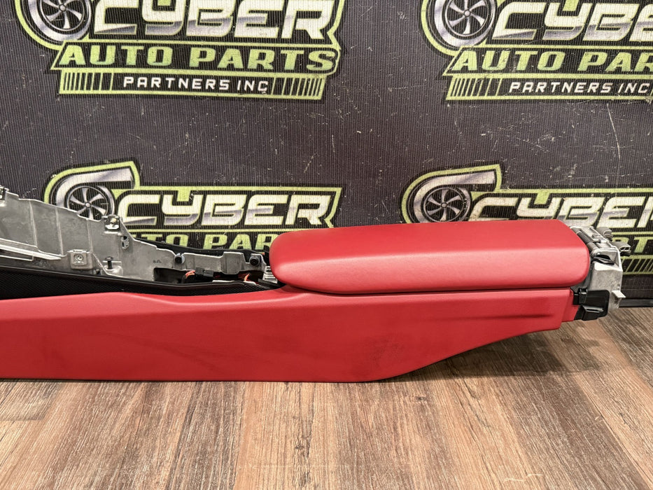 2014 PORSCHE 911 TURBO S 991 RED CENTER CONSOLE W/ LID OEM *COSMETIC FLAW #14*