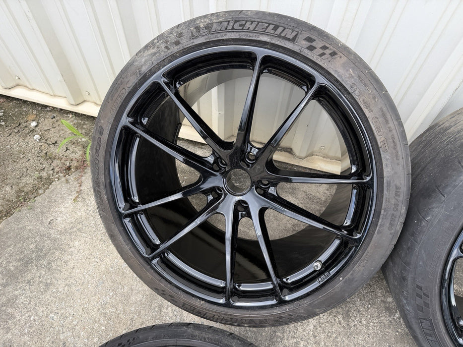 HRE P104 WHEELS 5X112 AUDI R8 HURACAN 20X9 +38 FRONT 20X12 +46 REAR GLOSS BLACK