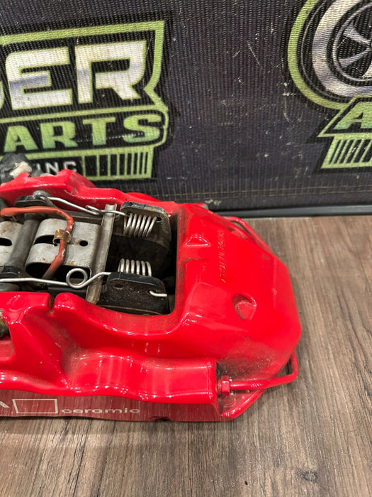2021 AUDI R8 FRONT LEFT DRIVER RED CARBON CERAMIC BRAKE CALIPER OEM