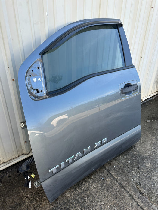 2016 Nissan Titan XD Crew Cab FRONT LEFT DOOR SHELL GUN METALLIC (KAD) OEM