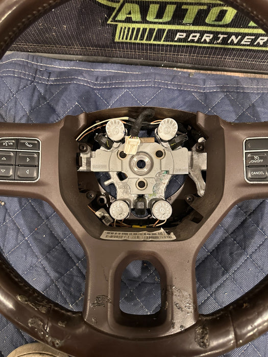 2015 DODGE RAM 2500 BROWN LEATHER STEERING WHEEL OEM *WEAR 3-7*