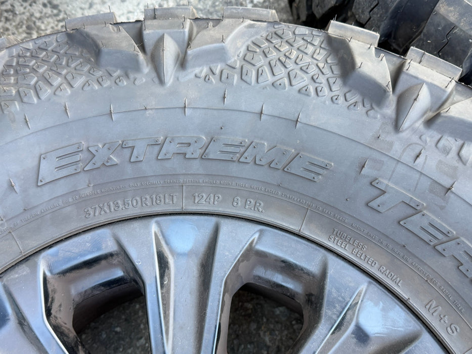 2005-2026 FORD F250 F350 TREMOR 18" WHEELS NEW 37X13.50 MUD GRAPPLERS SET 8X170