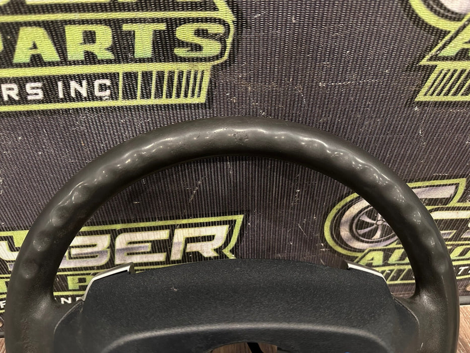 2014 TOYOTA PRIUS V BLACK LEATHER STEERING WHEEL OEM *WEAR* (READ DESCRIPTION)