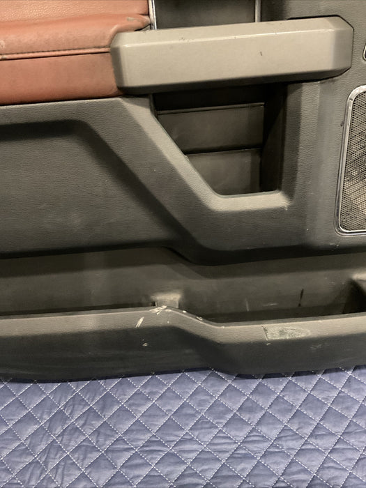 2017-22 FORD F450 PLATINUM FRONT DRIVER DARK MARSALA DOOR PANEL~COSMETIC DAMAGE~