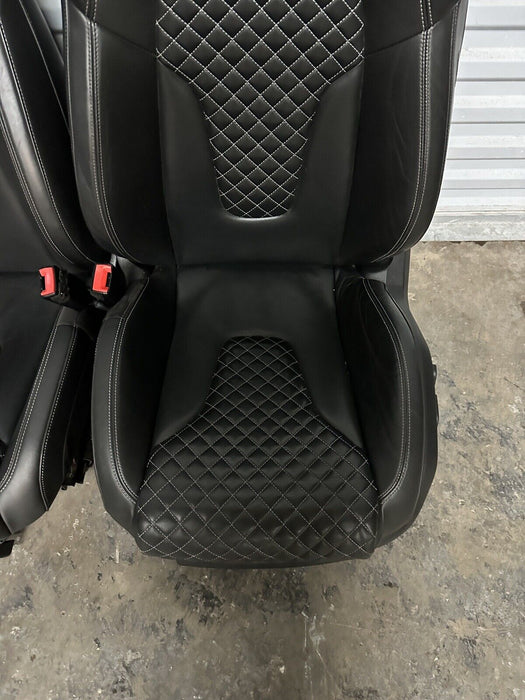 2011 2014 AUDI R8 5.2L V10 WHITE DIAMONDS STITCHING LEATHER BUCKET SEATS OEM