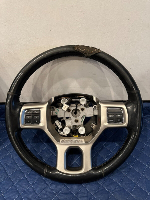 2017 DODGE RAM 2500 STEERING WHEEL OEM *BIG TEAR ON TOP/WEAR* -READ DESCRIPTION-