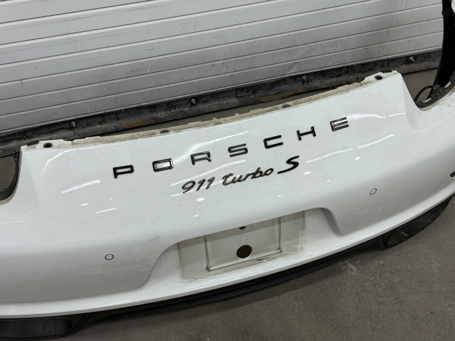 2014 PORSCHE 911 991 TURBO S REAR BUMPER W/ DIFFUSER MINT WHITE COMPLETE OEM