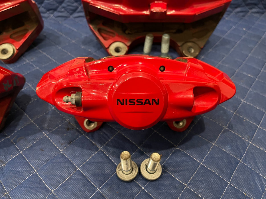 2017 NISSAN 370Z NISMO FRONT REAR LEFT RIGHT RED AKEBONO BRAKE CALIPERS OEM READ
