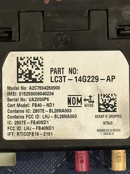 2020 FORD F350 F450 XLT TELEMATICS CONTROL MODULE LC3T 14G229 AP