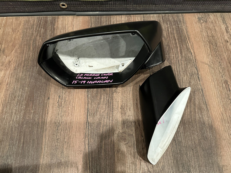 2015-2019 LAMBORGHINI HURACAN DRIVER LEFT MIRROR COVER SHELL OEM *BLACK WRAP*