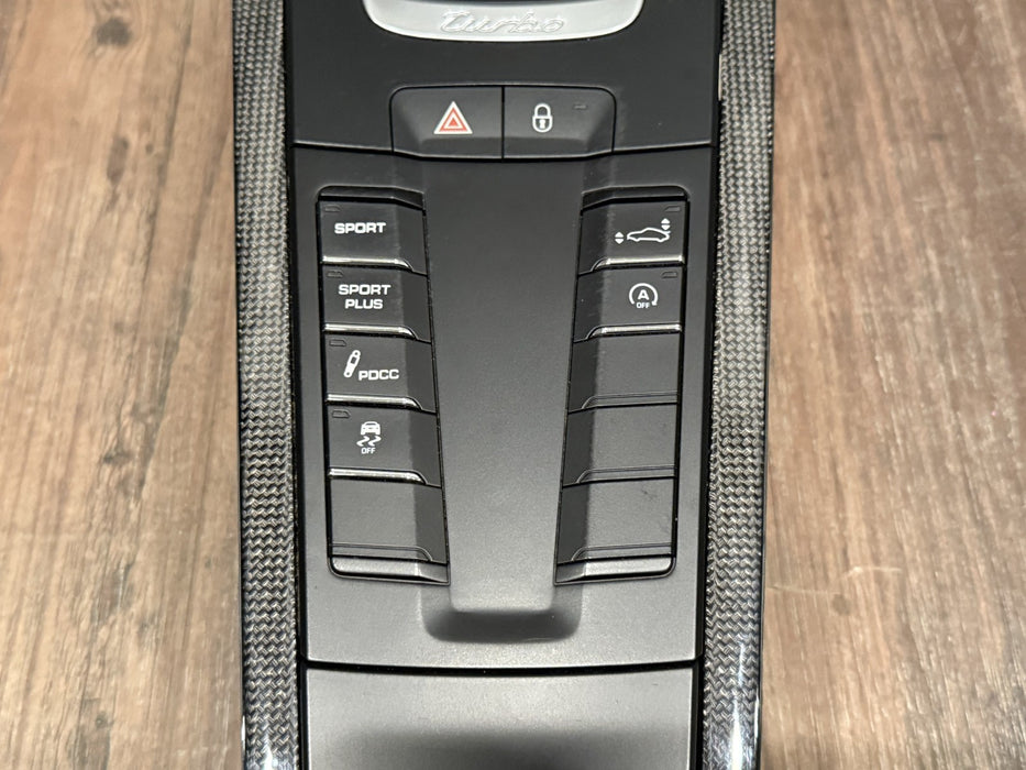 2014 PORSCHE 911 TURBO S 991 CARBON FIBER CENTER CONSOLE BUTTON CONTROLS OEM