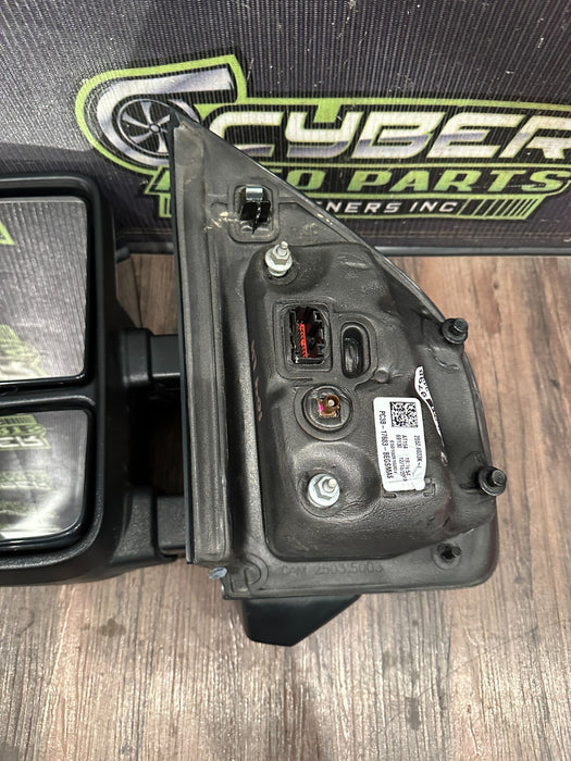 2023-2024 FORD F350 LEFT DRIVER CHROME CAP TOW MIRROR W CAMERA OEM