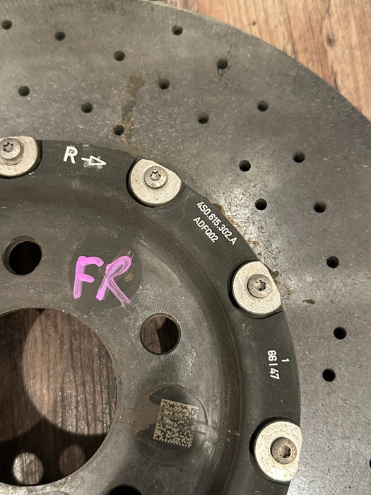 2021 AUDI R8 FRONT PASSENGER RIGHT CARBON CERAMIC BRAKE ROTOR OEM 4S0.615.302.A