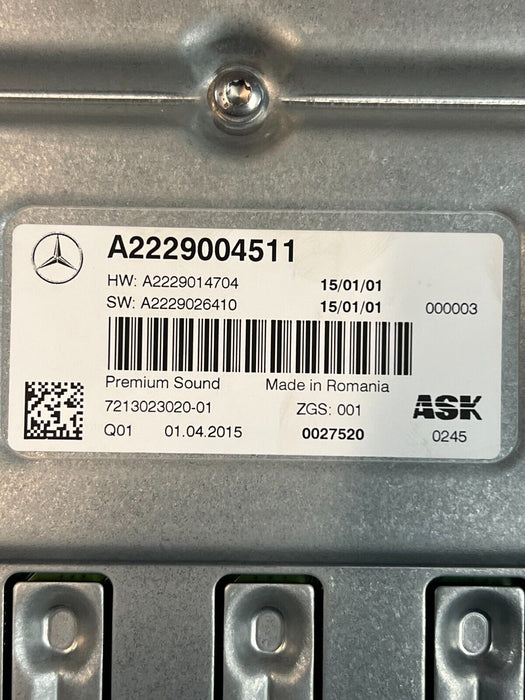 2015 MERCEDES-BENZ C63S AMG OEM RADIO AMPLIFIER AMP UNIT MODULE 2229004511