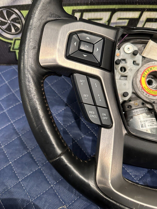 2019 FORD F250 F350 F450 BLACK LEATHER STEERING WHEEL ADAPTIVE CRUISE OEM ~WEAR~