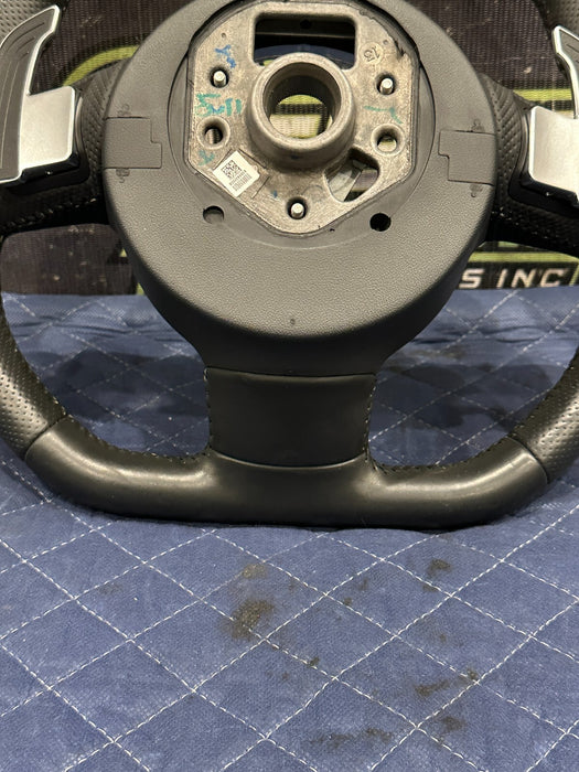 2014 AUDI R8 V10 BLACK LEATHER STEERING WHEEL W PADDLE SHIFTER OEM