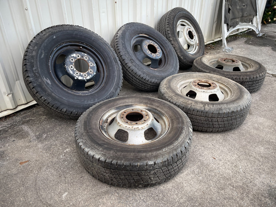 DODGE RAM 3500 8X6.5 8X165.1 DUALLY DRW WHEELS RIMS TIRES (6) SET OEM STEEL