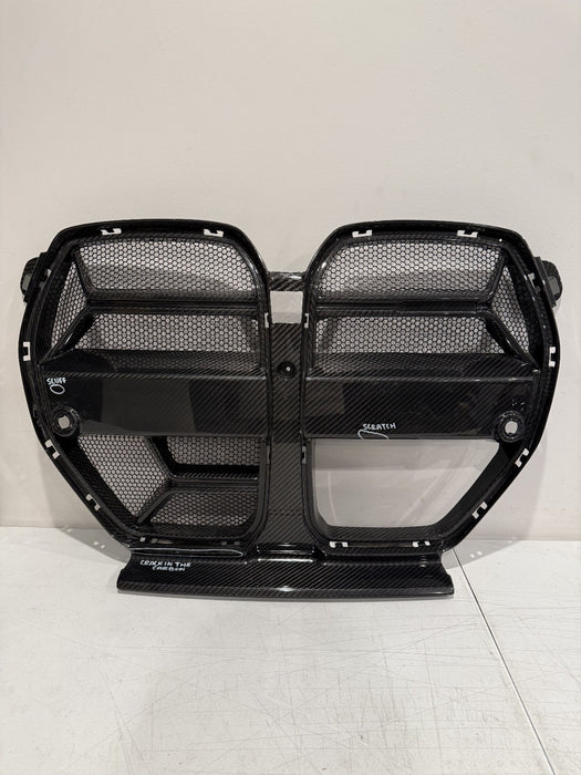 2024 BMW M3 M4 G80 G82 FRONT BUMPER CARBON FIBER GRILLE *CRACK/SCUFFS PICS 5-9*