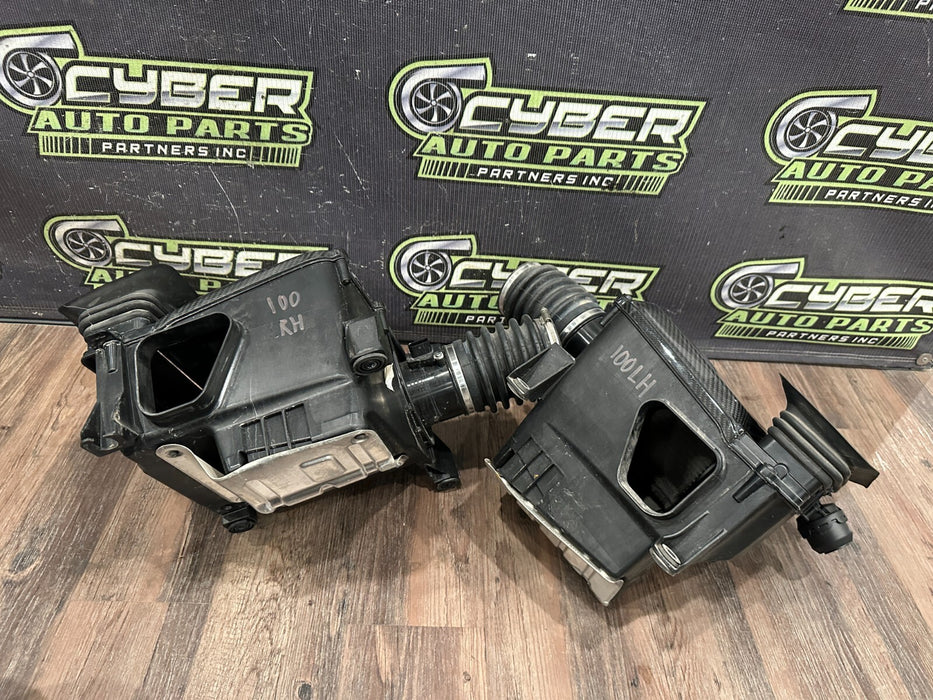 2017 AUDI R8 V10 OEM GENUINE AIR INTAKE BOXES LH RH WITH CARBON FIBER LIDS OEM