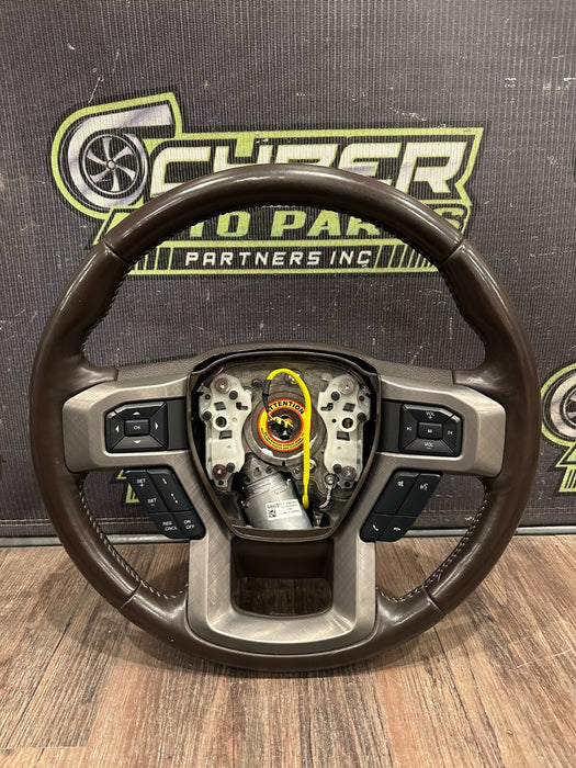 2017-19 FORD F250 F350 F450 LIMITED BROWN STEERING WHEEL ADATIVE & STEERING OEM