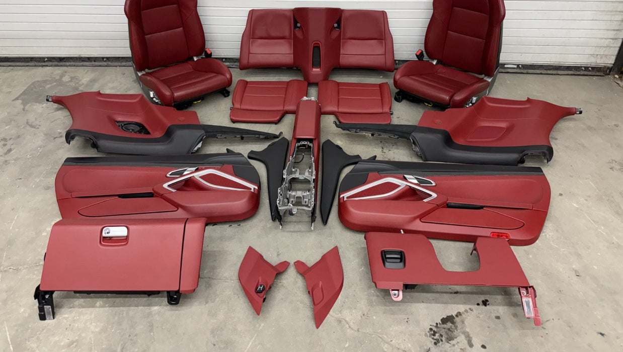 2014 PORSCHE 911 TURBO S 991 REAR SEATS DOOR PANEL INTERIOR RED OEM