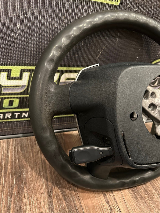 2014 TOYOTA PRIUS V BLACK LEATHER STEERING WHEEL OEM *WEAR* (READ DESCRIPTION)