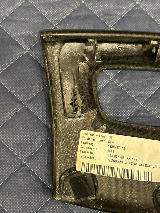 2012 AUDI R8 SPYDER LEFT DOOR CARBON FIBER TRIM PANEL OEM 423 868 091