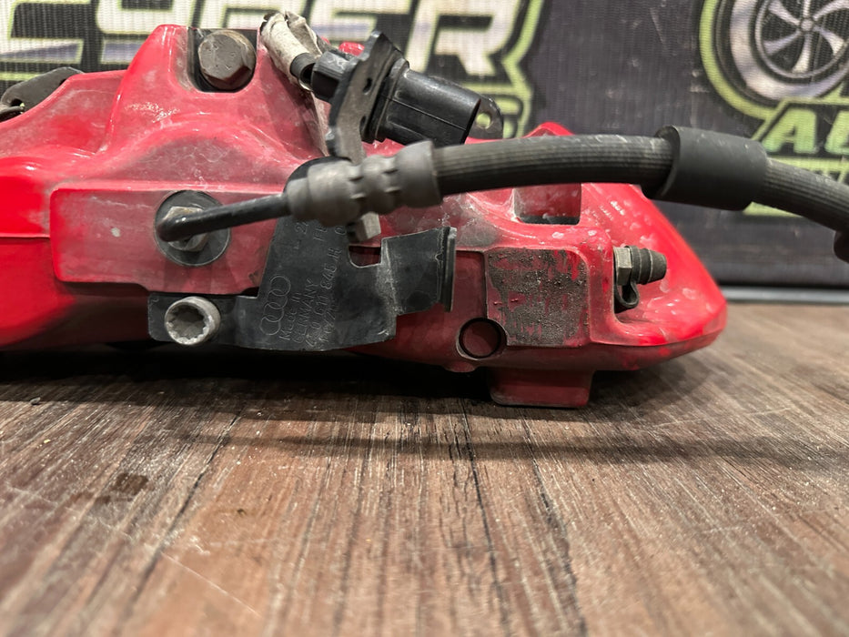 2021 AUDI R8 FRONT LEFT DRIVER RED CARBON CERAMIC BRAKE CALIPER OEM
