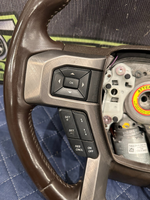 2019 FORD F250 F350 F450 BROWN LEATHER STEERING WHEEL ADAPTIVE CRUISE OEM ~WEAR~
