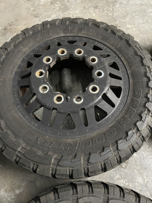 FORD F350 AMERICAN FORCE DUALLY WHEELS WITH ADAPTERS 22 INCH RIMS 37 INCH TIRES