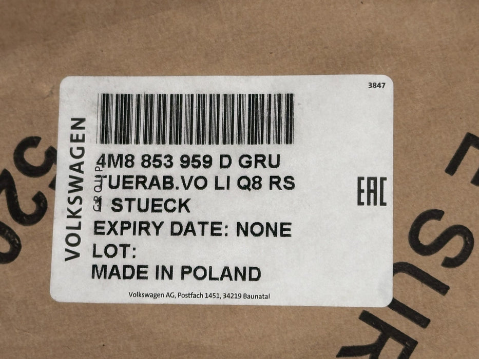 2020 AUDI RS Q8 FRONT LEFT LOWER DOOR MOLDING CARBON FIBER TRIM OEM 4M8 853 959