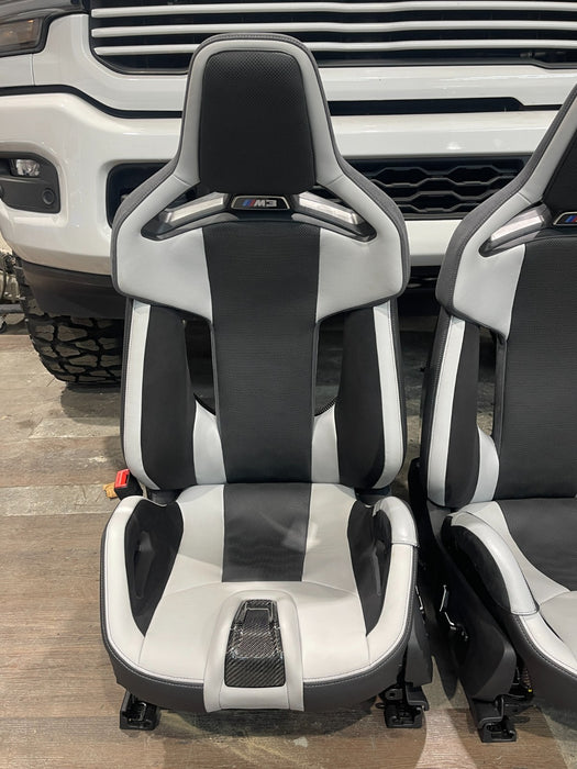 2024 BMW M3 M4 G80 G82 Carbon Bucket Seats White Carbon Fiber M Performance OEM