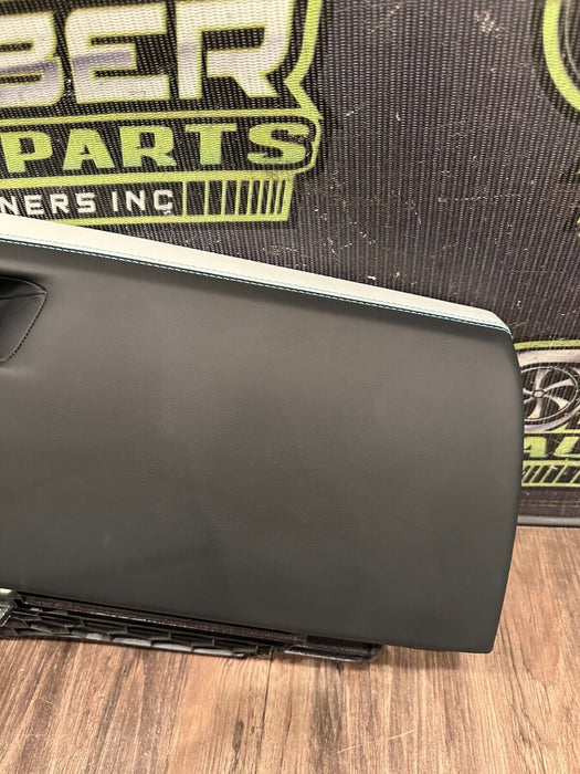 2020 BMW M4 F82 LEATHER GLOVE BOX STORAGE COMPARTMENT W BLUE STITCHING OEM