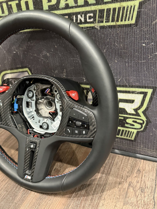2024 BMW M3 M4 G80 G82 STEERING WHEEL W CARBON FIBER & PADDLE SHIFTERS OEM *#14*