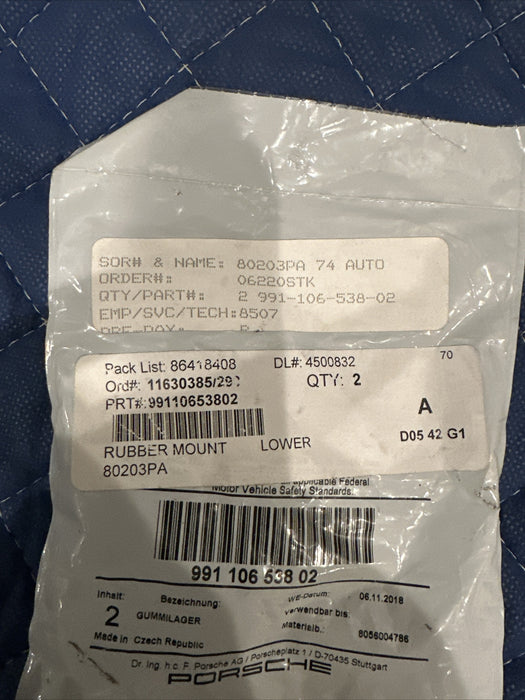 2015 Porsche 911 Boxster Cayman Radiator Insulator 99110653802 ~BRAND NEW~ OEM