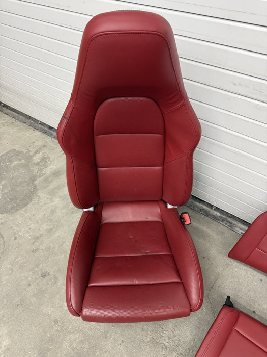 2014 PORSCHE 911 TURBO S 991 FRONT SEATS RED OEM GENUINE