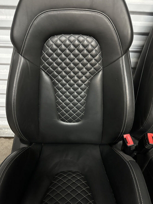 2011 2014 AUDI R8 5.2L V10 WHITE DIAMONDS STITCHING LEATHER BUCKET SEATS OEM