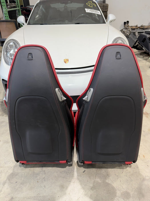 2014 PORSCHE 911 TURBO S 991 FRONT SEATS RED OEM GENUINE