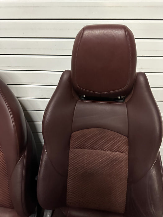 2010 NISSAN 370Z CONVERTIBLE FRONT LEFT DRIVER RIGHT PASSENGER SEATS BURGUNDY