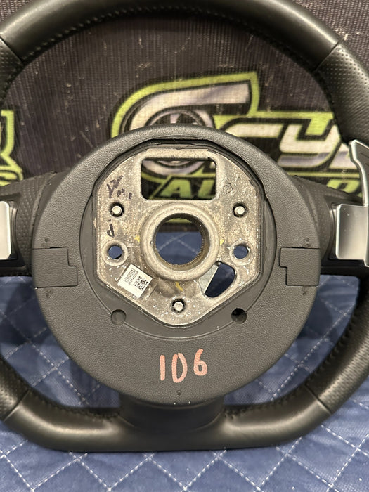 2014 AUDI R8 V10 BLACK LEATHER STEERING WHEEL W PADDLE SHIFTER OEM ~FLAW!!~